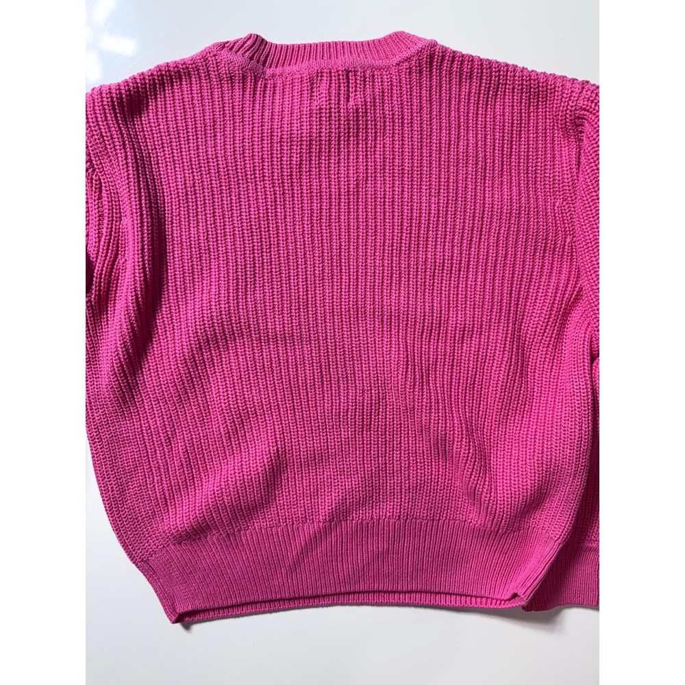 GAP Women’s Pink Ribbed Crewneck Sweater Size M Cotton Knit Pullover New - Picture 2 of 3